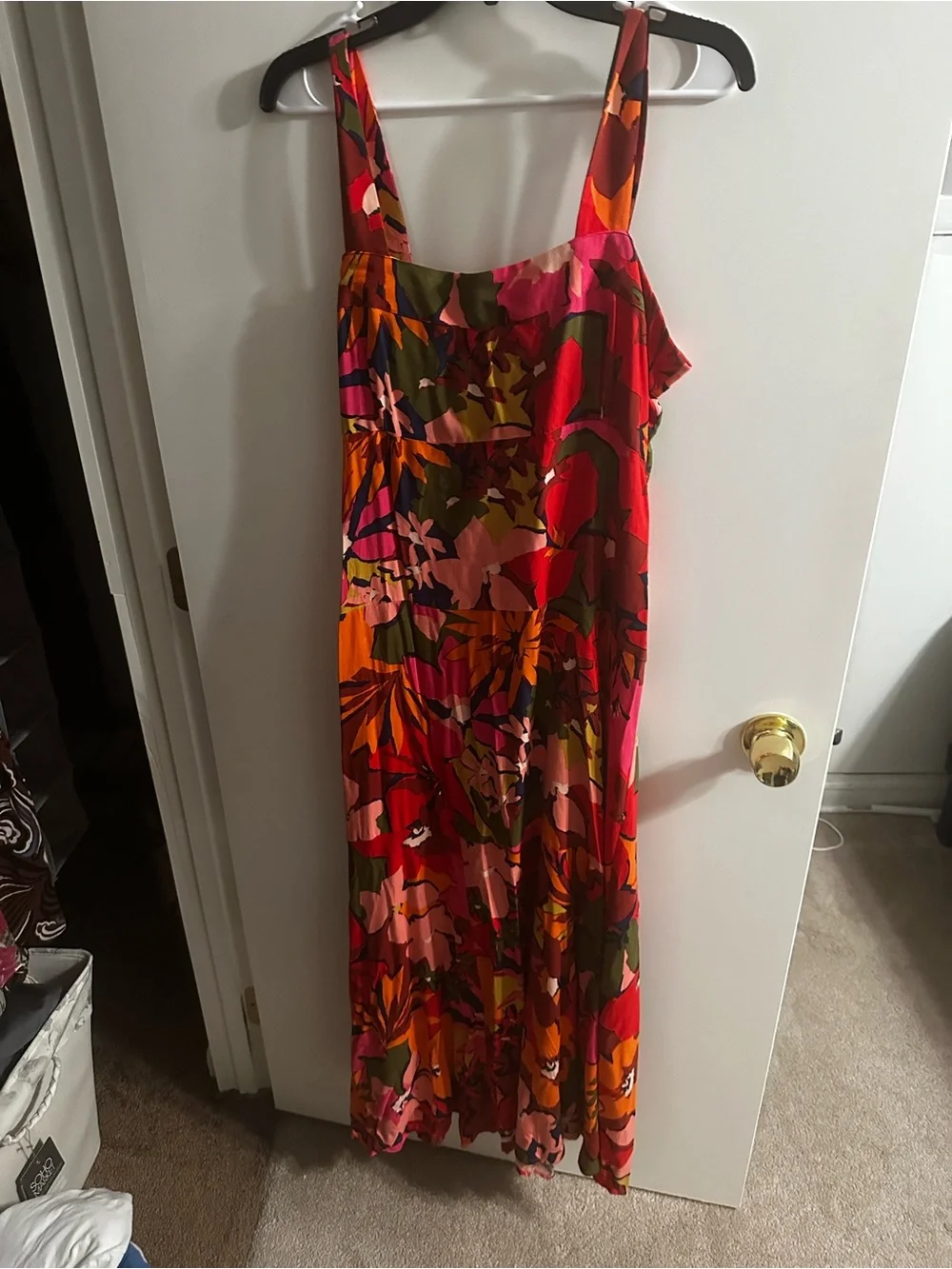 Vince Camuto Bright Floral Maxi Dress in Red, Pink & Orange
